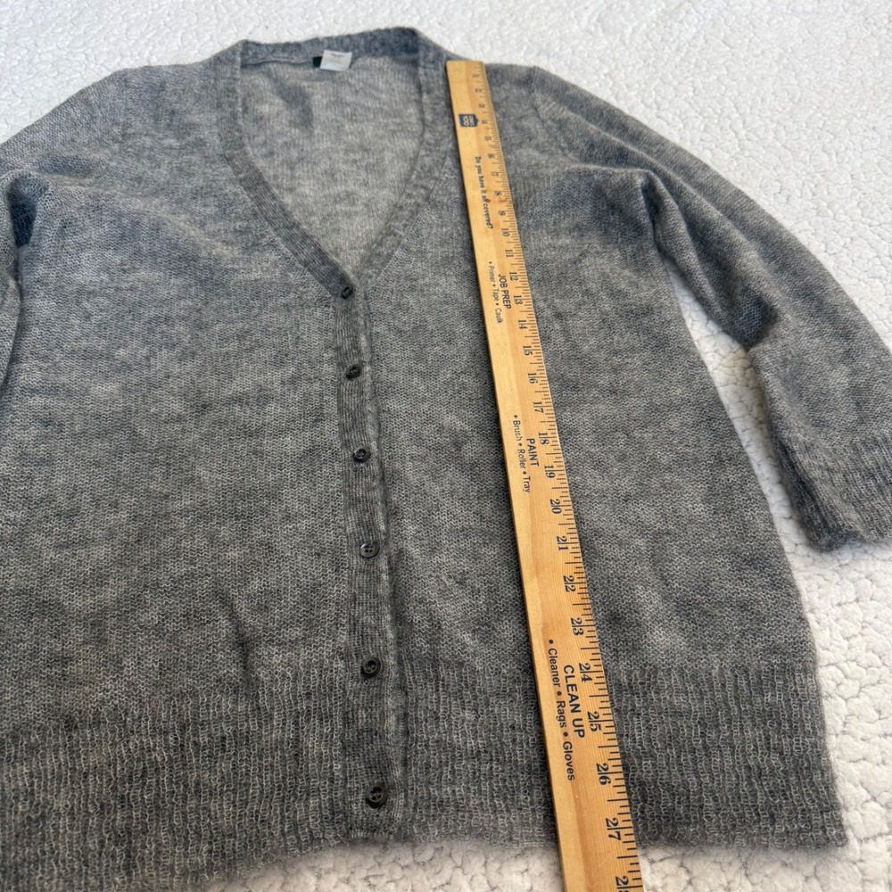 J.Crew Gray Mohair Wool Blend Cardigan Sweater – Fuzzy Knit – Size Large Y2K - Picture 6 of 6